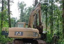 Maquinaria de minería ilegal fue destruida en Orellana