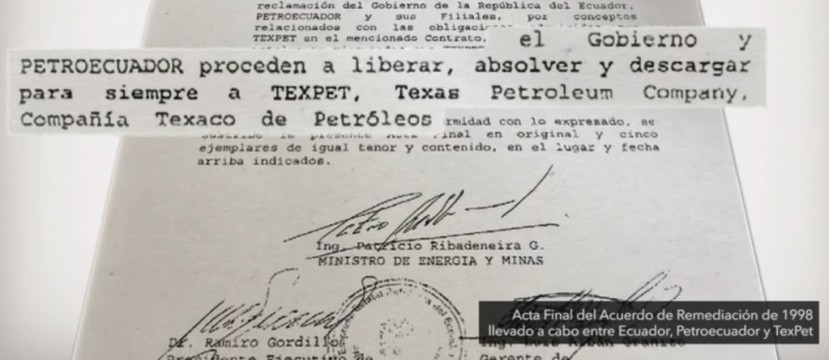 Acta final de liberación por parte del Gobierno de Ecuador y Petroecuador Acta final de liberación por parte del Gobierno de Ecuador y Petroecuador