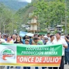 Mineros de Zamora Chinchipe marchan en contra de la empresa Cumbaratza

