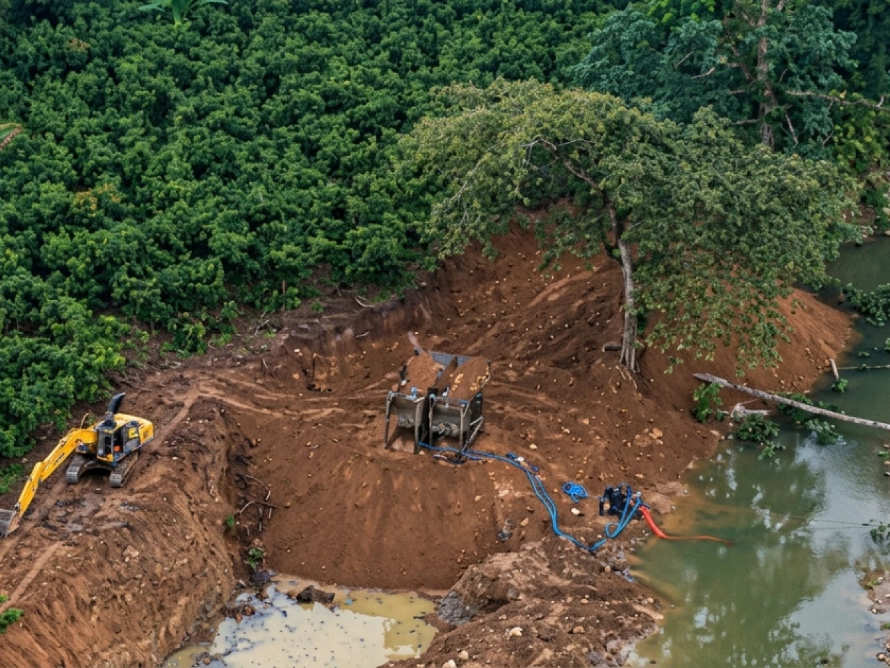 Operativo militar destruye maquinaria de minería ilegal en El Oro
