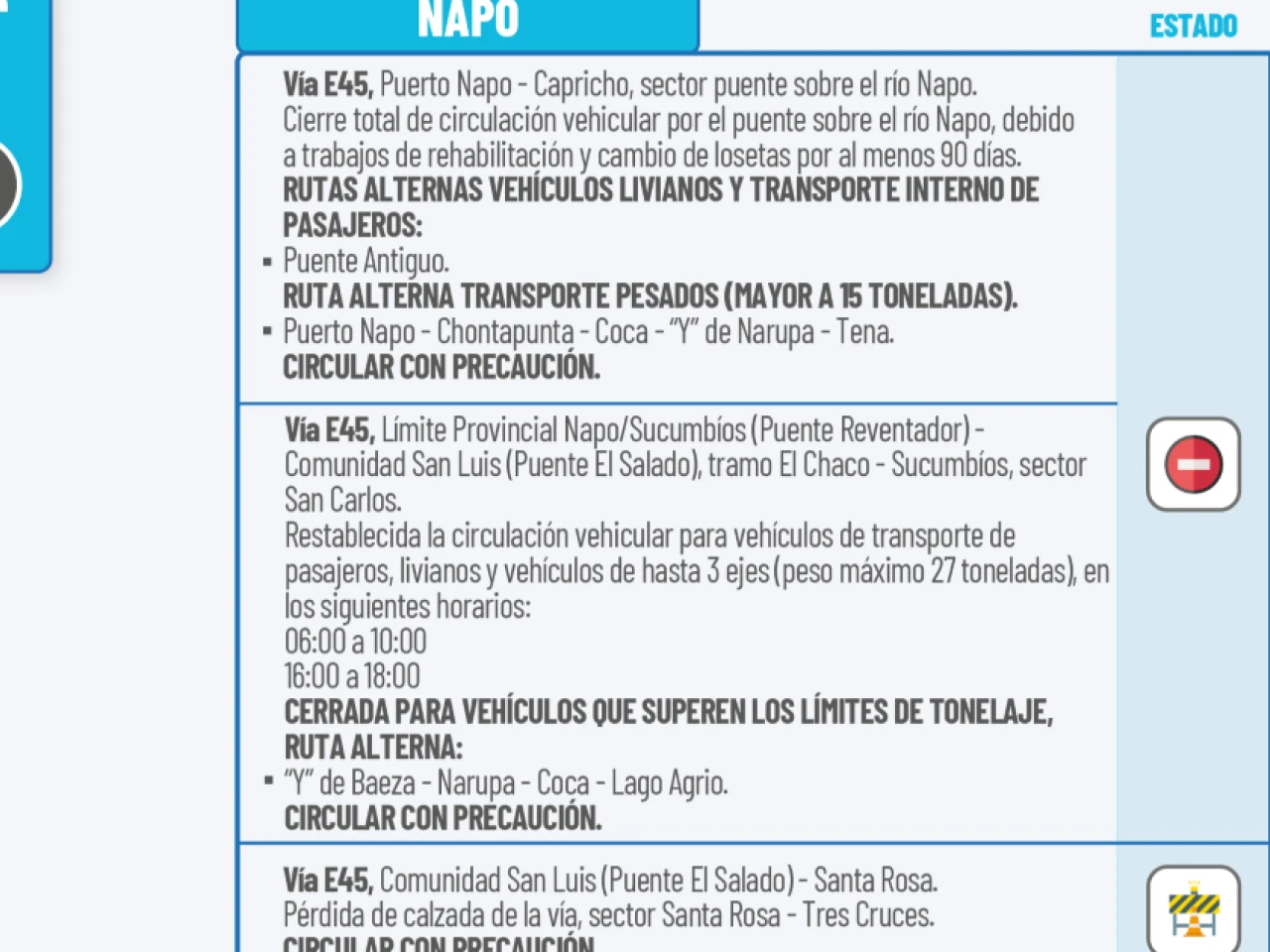 Informe Red Vial Amazonía Ecuador - Enero 7 de 2026
