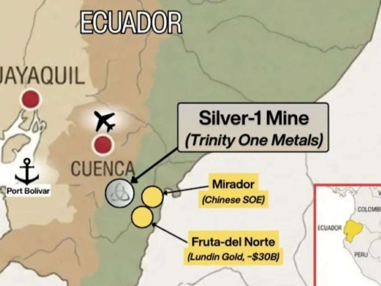 Trinity One Metals avanza en la evaluación de relaves de plata en proyecto minero de Ecuador
