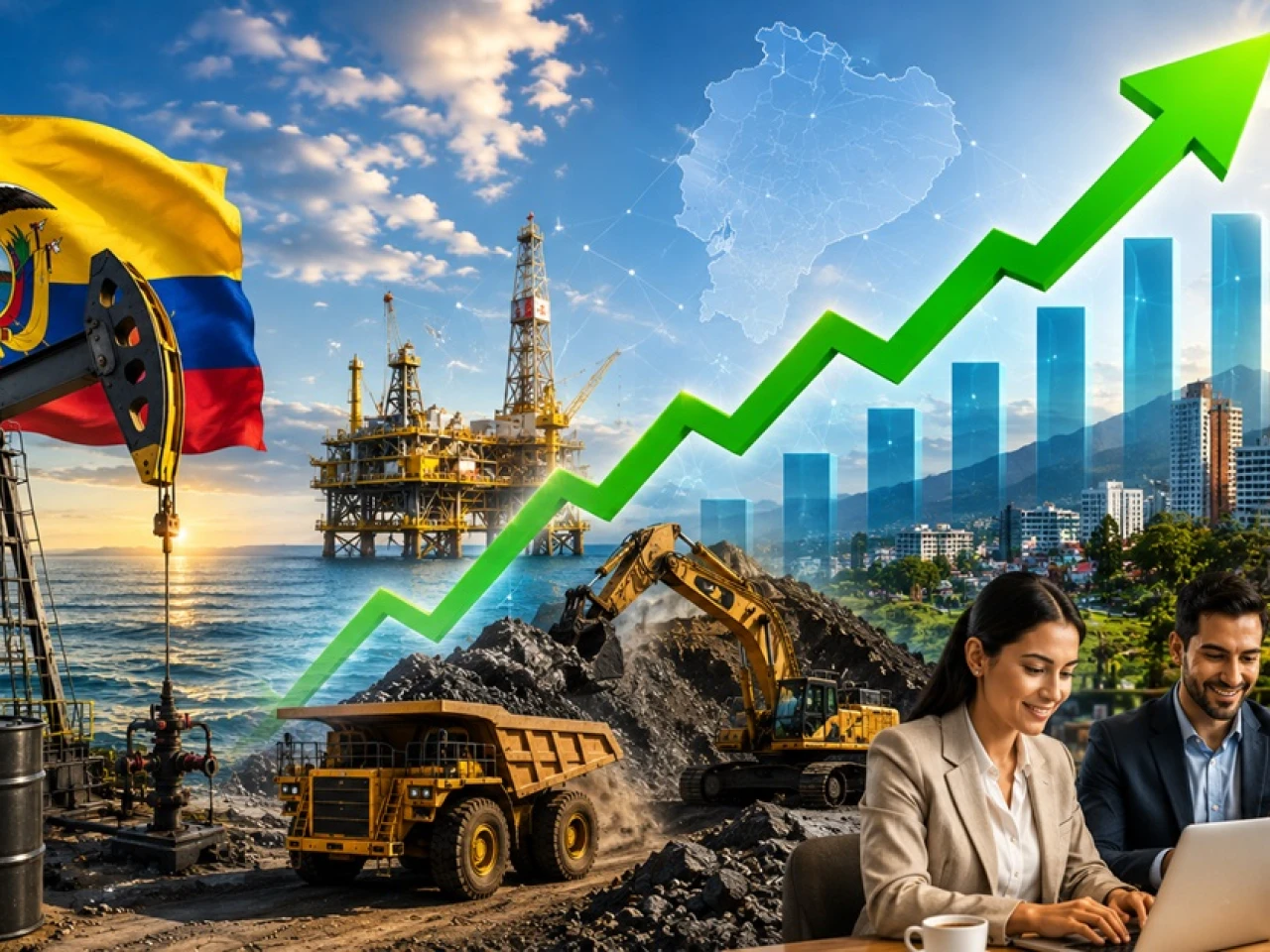 Economía de Ecuador crece 2,3% en 2026 impulsada por petróleo, minería y servicios