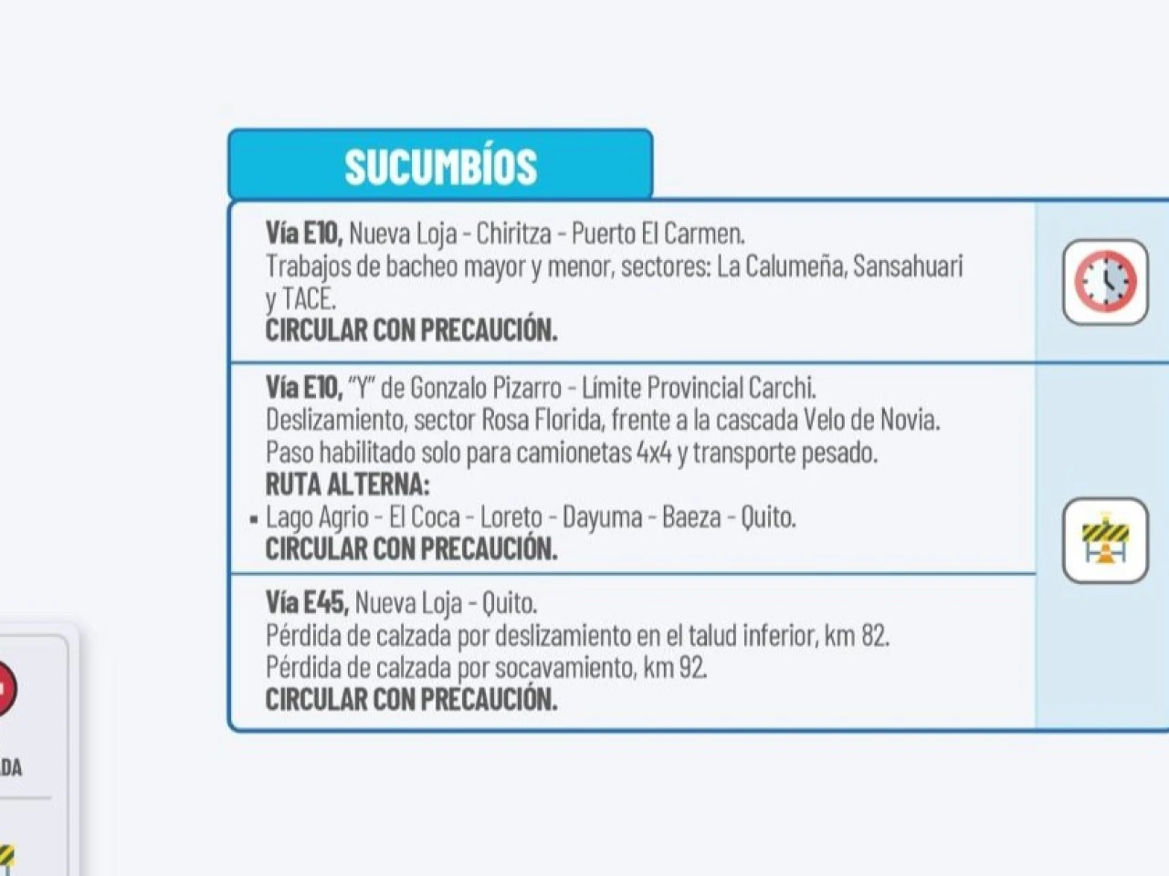 Informe Red Vial Amazonía Ecuador - Enero 15 de 2026
