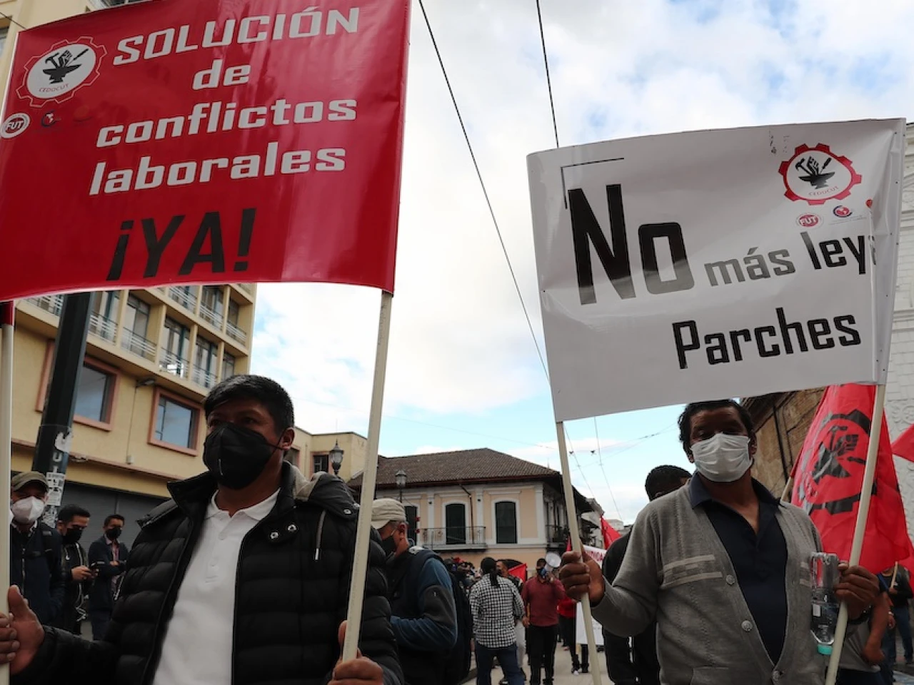 Sindicatos e indígenas realizaron la primera manifestación contra el gobierno de Guillermo Lasso