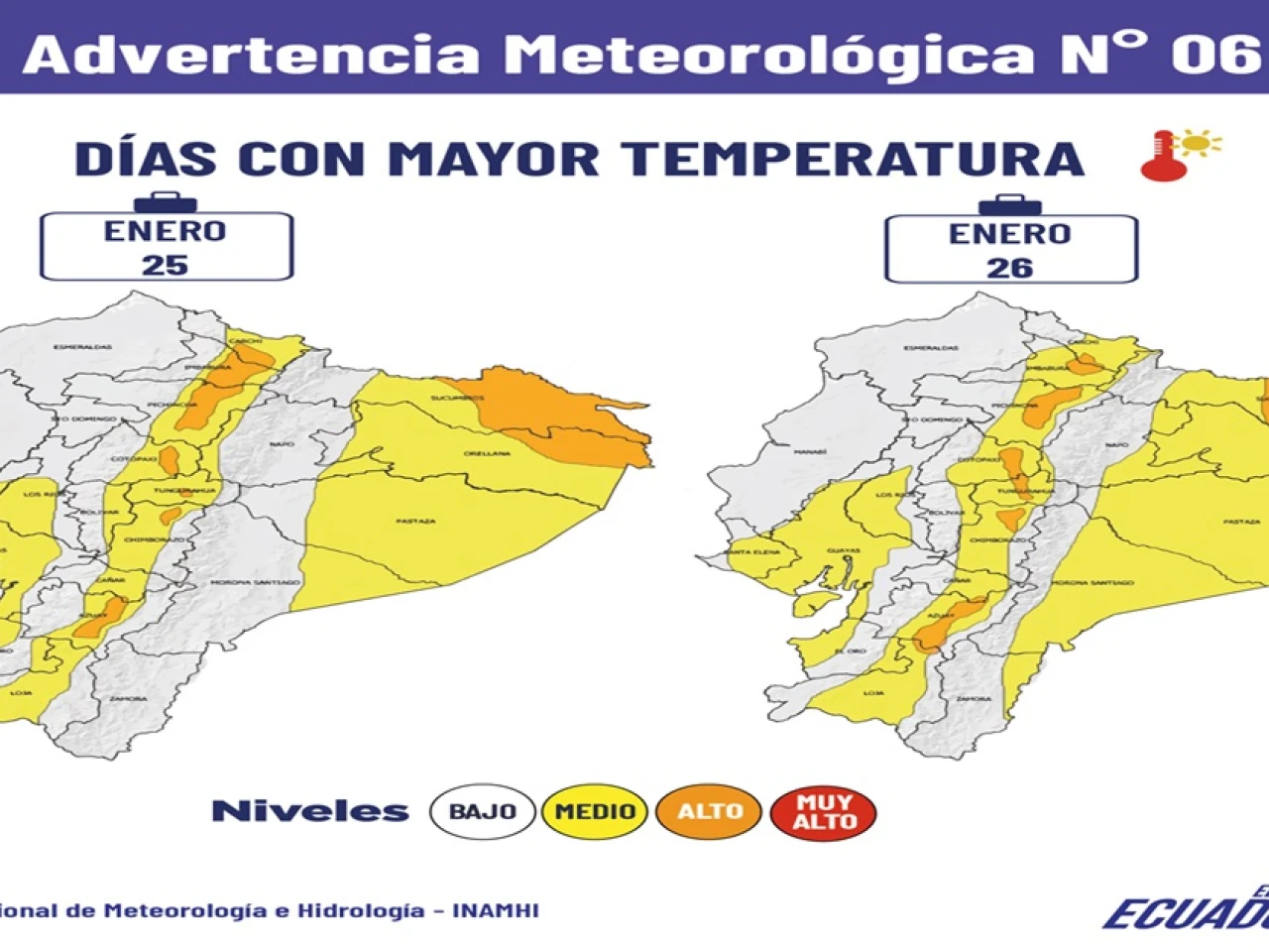 Sucumbíos y Orellana tendrán una radiación extremadamente alta