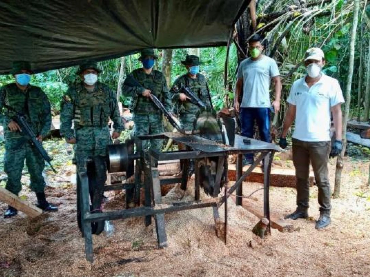 En la reserva 'Cuyabeno', militares localizan un aserradero clandestino y madera