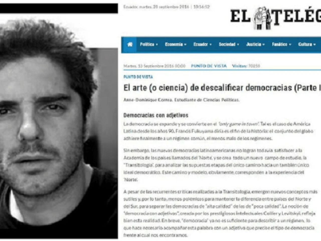 Periodista de El Telégrafo separado por criticar a la hija de Correa