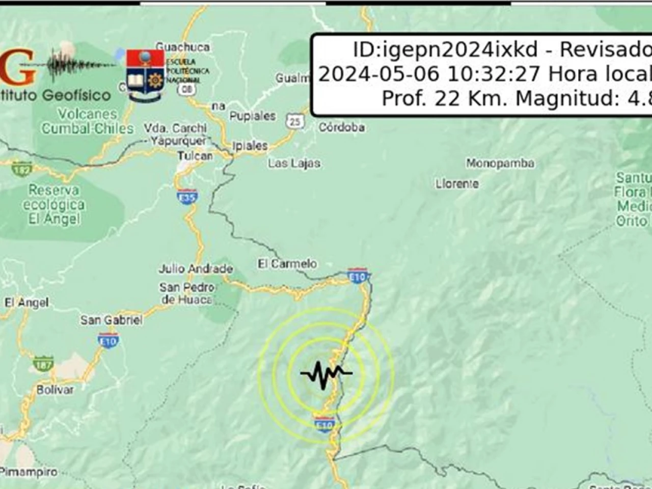 2 sismos de magnitudes 4,9 y 4,8 sacudieron Carchi