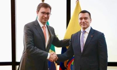 El presidente Daniel Noboa se reunió con Celso Guimarães Ferrer, presidente de GOL Airlines, en Brasil / Foto: cortesía Cancillería