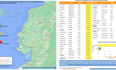El Inocar indicó que esperaba para este mismo lunes "los mayores efectos" del oleaje en las Islas Galápagos / Imagen: cortesía de Riesgos Ecuador 