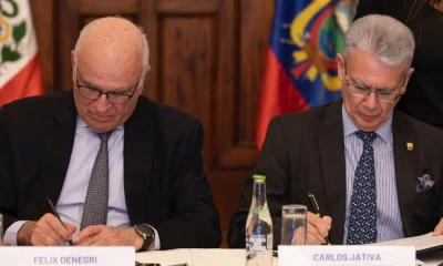 El encuentro fue presidido por Carlos Játiva, viceministro de Relaciones Exteriores de Ecuador, y su homólogo peruano, Félix Denegri / Foto: cortesía Cancillería