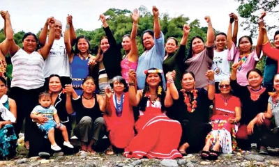 La foto oficial del evento muestra a las participantes orgullosas de sus diversas nacionalidades. Foto: EL TELÉGRAFO 