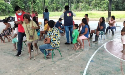 Segunda dosis contra el covid-19 para la nacionalidad Waorani en la zona intangible / Foto : cortesía Secretaría de Derechos Humanos