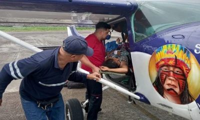 EFELa Dirección Distrital 22D03-Aguarico activó el transporte aéreo para salvar la vida de la madre y el niño / Foto: cortesía ministerio de Salud