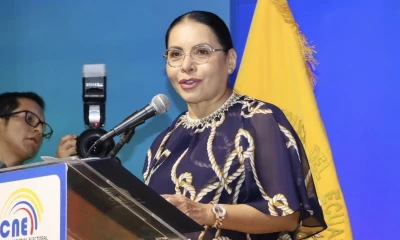 Diana Atamaint, presidenta del CNE, participó en el acto inaugural del simulacro / Foto: cortesía Diana Atamaint