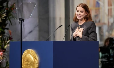 Ana Corina Sosa recibió el galardón en nombre de Machado/ Foto: EFE