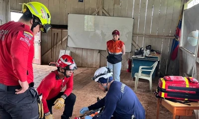  Se realizó un simulacro de evacuación en San José Norte, cantón Sucúa / Foto: cortesía Secretaría Nacional de Gestión de Riesgos