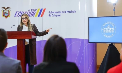 Carolina Jaramillo emitió los anuncios desde la Gobernación de Cotopaxi en Latacunga / Foto: cortesía Presidencia