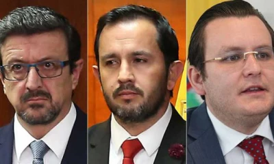 Íñigo Salvador, procurador General del Estado; Iván Granda, secretario Anticorrupción y Leopoldo Quirós, director de la UAFE hablaron sobre la recuperación del dinero ilegal. Fotos: El Comercio