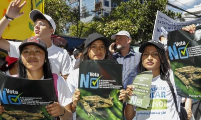 En la marcha participaron gremios mineros y también estudiantes que están en contra de frenar estas dos actividades / Foto: EFE