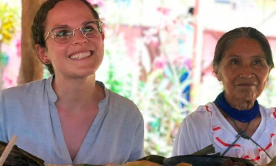 María Brown recorrió Sarayaku por daños en escuelas / Foto: cortesía Ministerio de Educación