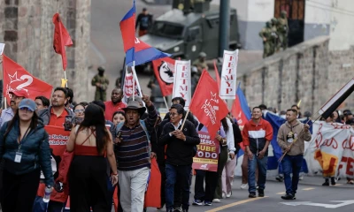 La Conaie exige también la liberación de doce procesados por "terrorismo" que fueron detenidos tras un ataque en Otavalo a una estación de policía, donde quemaron diez vehículos./ Foto: cortesía