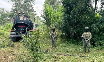 La intervención se ejecutó en el kilómetro 3 de la vía al Aguarico, en la parroquia La Primavera / Foto: cortesía Ejército Ecuatoriano