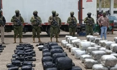 La intervención se realizó en la vía E35, a la altura del cantón Huaca / Foto: cortesía Ejército Ecuatoriano