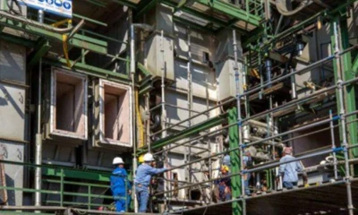 Trabajos de mantenimiento de la Refinería de Esmeraldas. Foto: EL TELÉGRAFO 