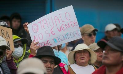 Comunidades indígenas de Imbabura se reunieron con el ministro del Interior, John Reimberg / Foto: EFE