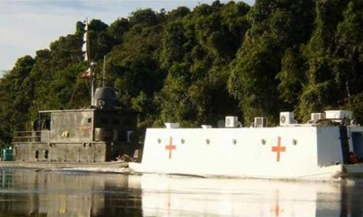 Este es el Bongo Médico que recibió un ataque de las FARC en Putumayo. Foto: Archivo Particular / El Tiempo de Colombia / GDA