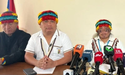 Hatun Kuraka y Marlon Vargas brindaron una rueda de prensa / Foto: cortesía Conaie