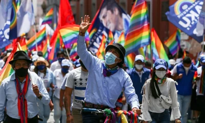 Una tromba acompaña a Yaku Pérez en cierre campaña electoral en Quito / Foto EFE
