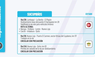 El Ministerio de Obras públicas en su cuenta de Twitter publica el estado de las vías de la Amazonía a continuación información que le podría interesar / Foto: cortesía MTOP