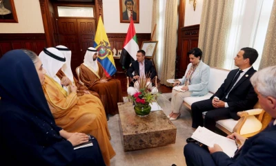 El presidente Daniel Noboa recibió a la delegación emiratí en Carondelet / Foto: cortesía Presidencia