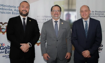 En la presentación participaron los ministros de Relaciones Exteriores, Gustavo Manrique; de Ambiente, José Dávalos; y de Producción, Julio José Prado / Foto: cortesía Ministerio de Ambiente