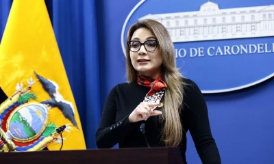 Carolina Jaramillo, vocera de la Presidencia, brindó hoy una rueda de prensa en Carondelet / Foto: cortesía Presidencia