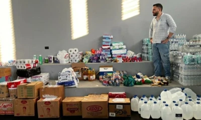 La mayor parte de las donaciones corresponde a agua potable embotellada, considerada una de las principales necesidades tras la emergencia / Foto: cortesía SNGR