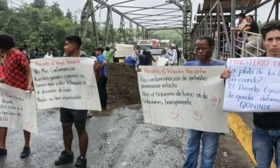 El 18 de julio hubo una protesta en Viche por el mal estado de la carretera / Foto: cortesía Extra