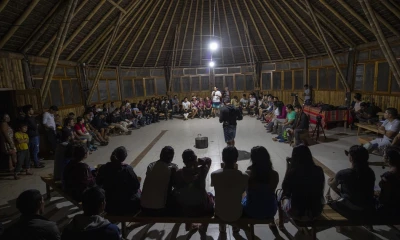 Los líderes de Sarayaku y de las principales organizaciones indígenas de Ecuador y de Suramérica celebraron el reciente fallo/ Foto: cortesía  EFE