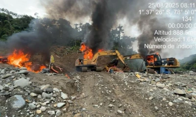 Los campamentos de minería ilegal que estaban dentro del Parque Nacional Sangay / Foto: cortesía Ejército 
