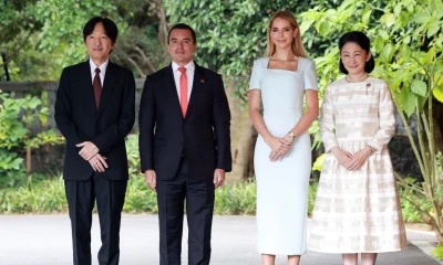 Noboa y la primera dama Lavinia Valbonesi, fueron recibidos por sus altezas imperiales en la residencia oficial de la pareja en Tokio / Foto: EFE