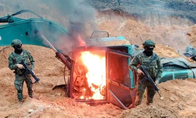 El estudio sostiene que el oro extraído de forma ilegal se ha convertido en uno de los principales motores de la violencia y la destrucción ambiental / Foto: cortesía Ejército Ecuatoriano