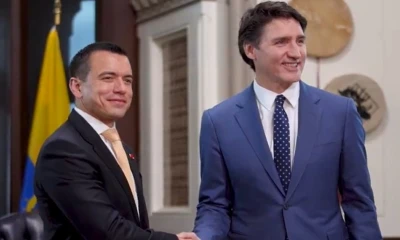 El presidente Daniel Noboa se reunió con el primer ministro de Canadá, Justin Trudeau, en marzo / Foto: cortesía 