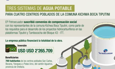 Petroecuador invierte más de $ 2,2 millones en tres sistemas de agua potable en Aguarico / Foto: Cortesía Petroecuador