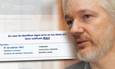 Cinco años y medio después de que Rafael Correa y su entonces canciller Ricardo Patiño le dieran asilo en la embajada del Ecuador en Londres, donde continúa, el director de Wikileaks Julian Assange tiene ahora cédula de ciudadanía ecuatoriana, con un código correspondiente a la provincia de Pichincha. Foto: El Universo