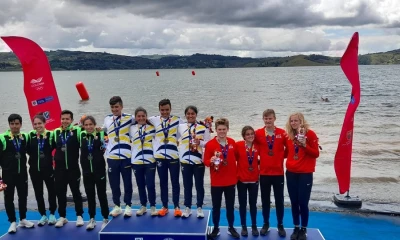 Ecuador suma su tercer oro al ganar en relevos mixtos del triatlón / Foto: cortesía Ministerio de Deportes