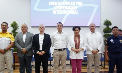 El presidente Daniel Noboa y la canciller Gabriela Sommerfeld participaron en el acto / Foto: cortesía Cancillería