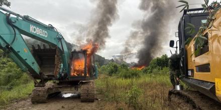 11 campamentos de minería ilegal fueron destruidos en Gualaquiza